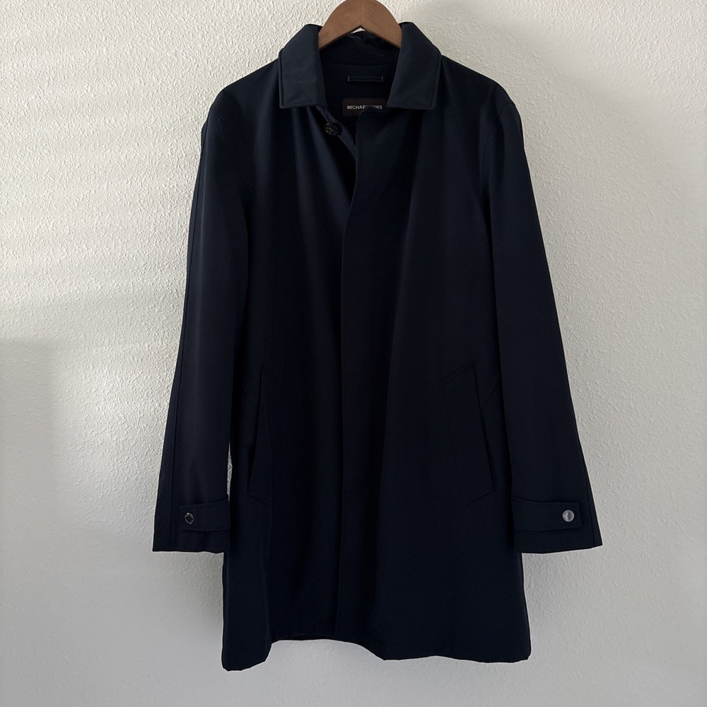 Michael‎ Kors Men's  Rain Coat Size Large Navy Minimalist Classic Closet Staple